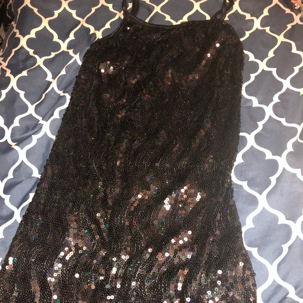 Black sequin mini dress
